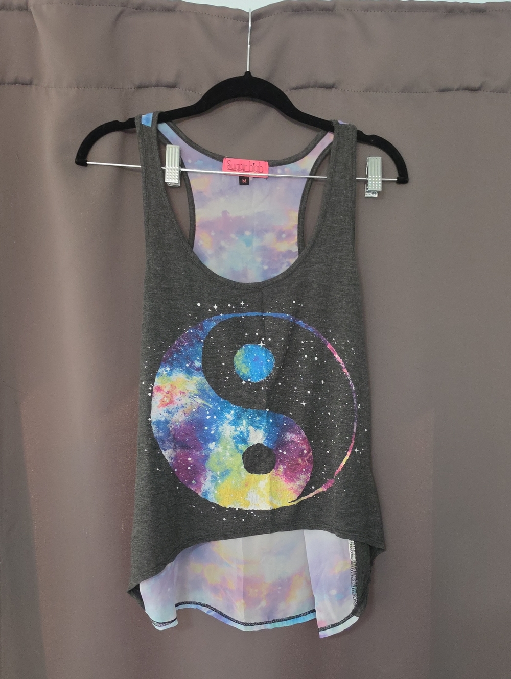 Women’s Gray Galaxy Yin Yang Layered Tank Top